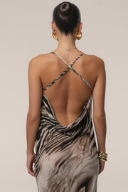 Brown Zebra Print Infinite Journey Maxi Dress