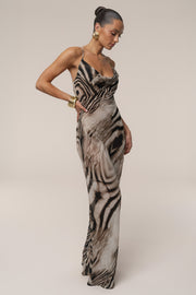Brown Zebra Print Infinite Journey Maxi Dress