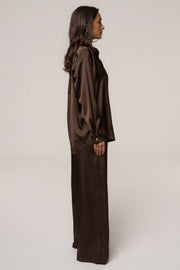 Chocolate Island Ease Collared Satin Top