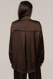 Chocolate Island Ease Collared Satin Top