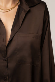 Chocolate Island Ease Collared Satin Top