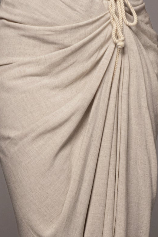 Natural Noelia Linen Slit Skirt