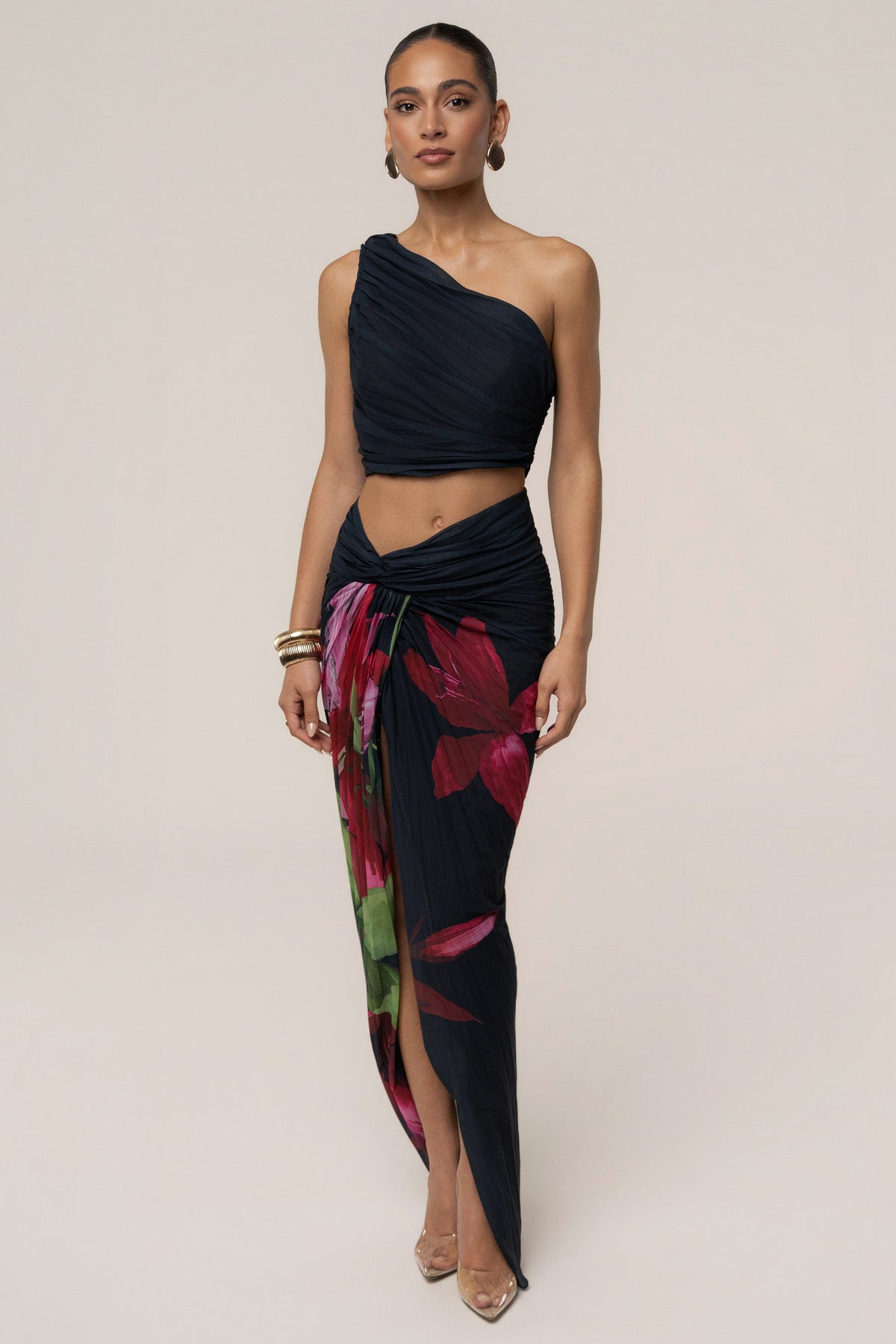 Navy Havana Pleat Skirt Set