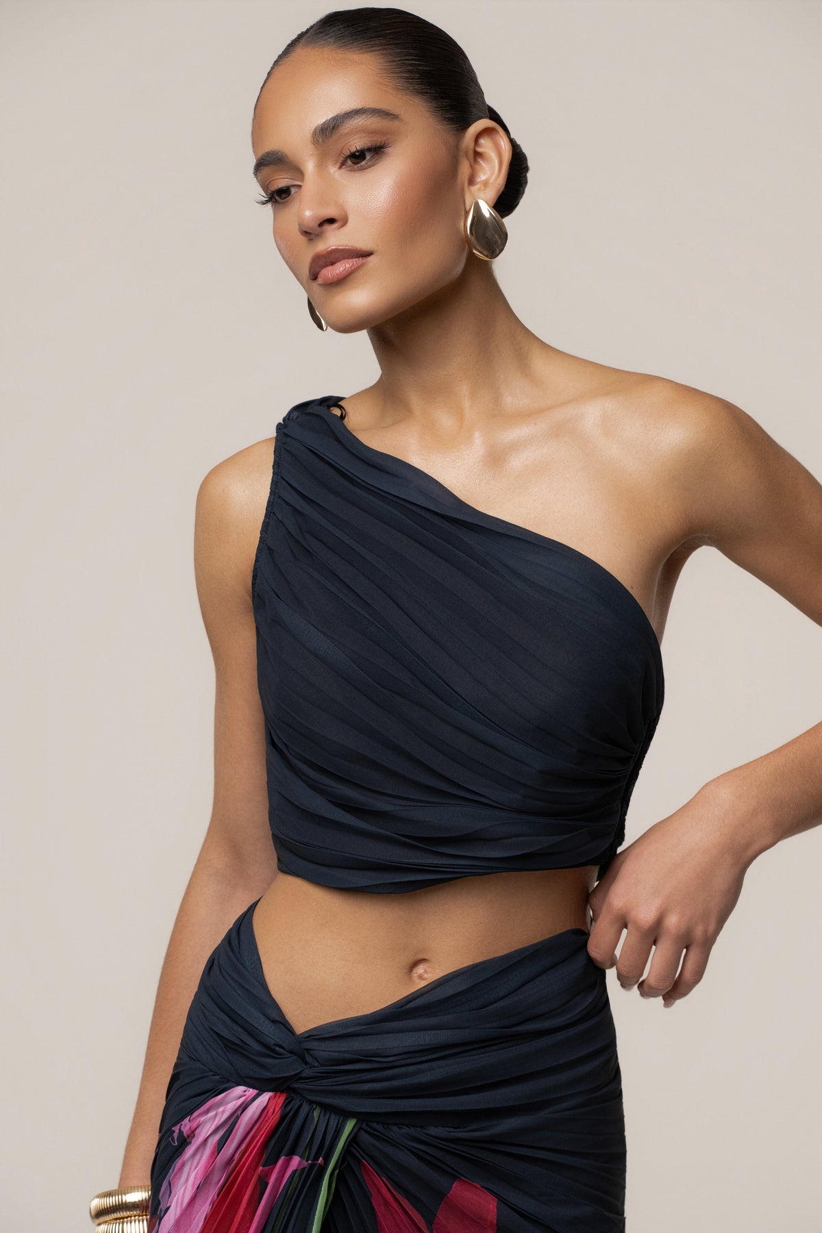Navy Havana Pleat Skirt Set