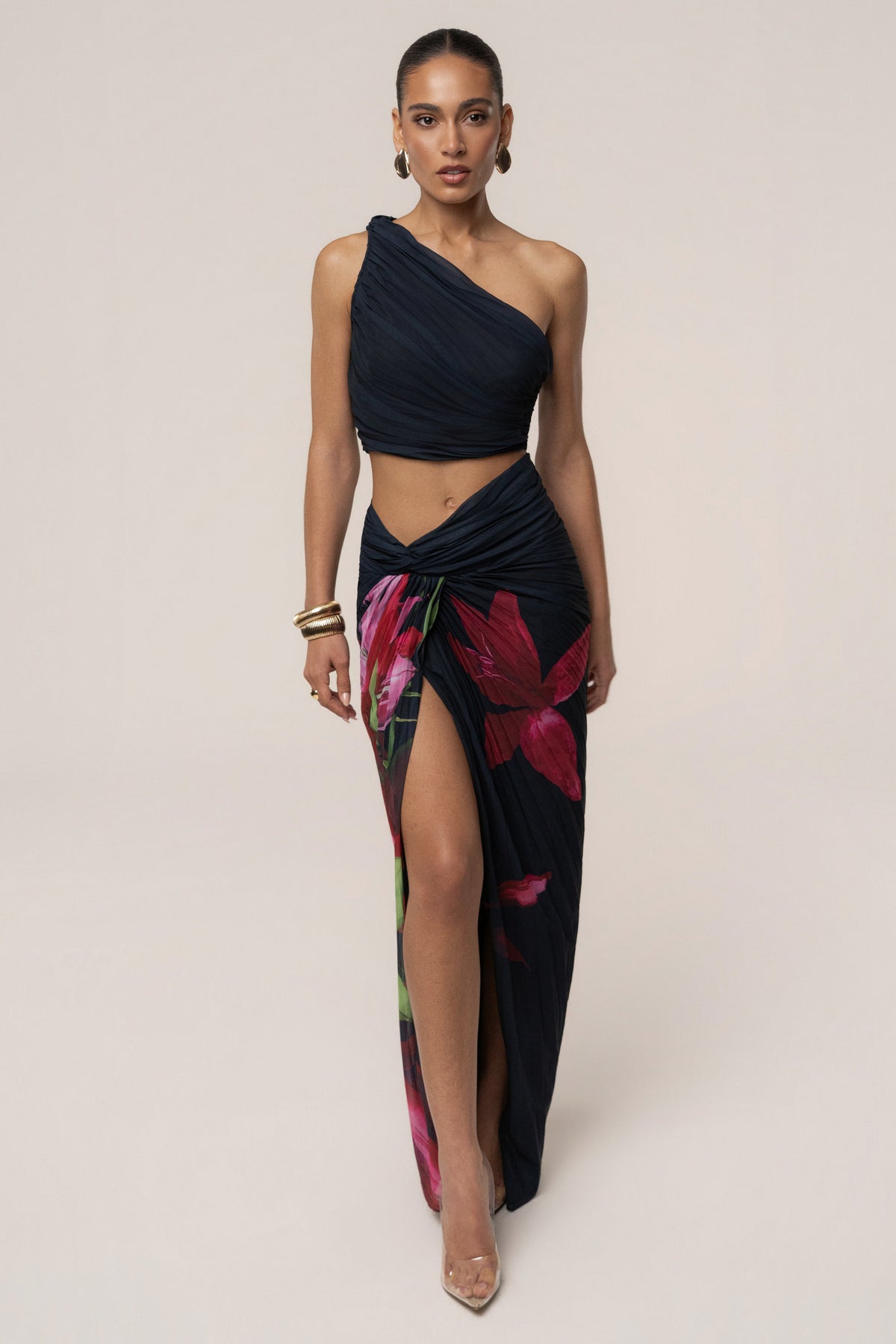 Navy Havana Pleat Skirt Set