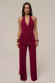 Fuchsia Rustic Charm Halter Jumpsuit
