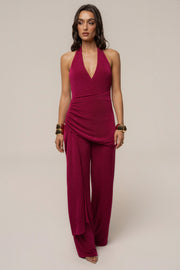 Fuchsia Rustic Charm Halter Jumpsuit