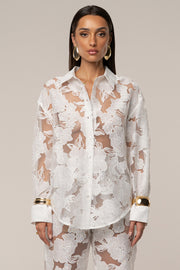 Ivory Organza Floral Blouse