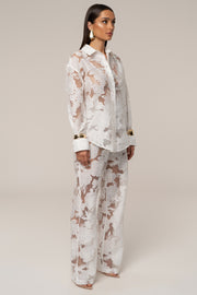 Ivory Organza Floral Pant