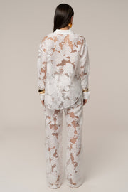 Ivory Organza Floral Pant