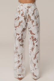 Ivory Organza Floral Pant