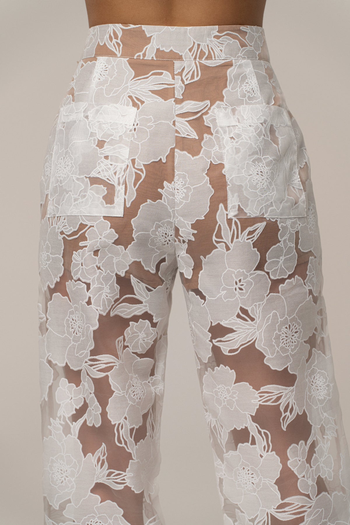 Ivory Organza Floral Pant