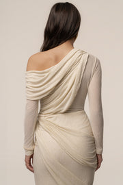 Ivory Textured One Shoulder Bodysuit