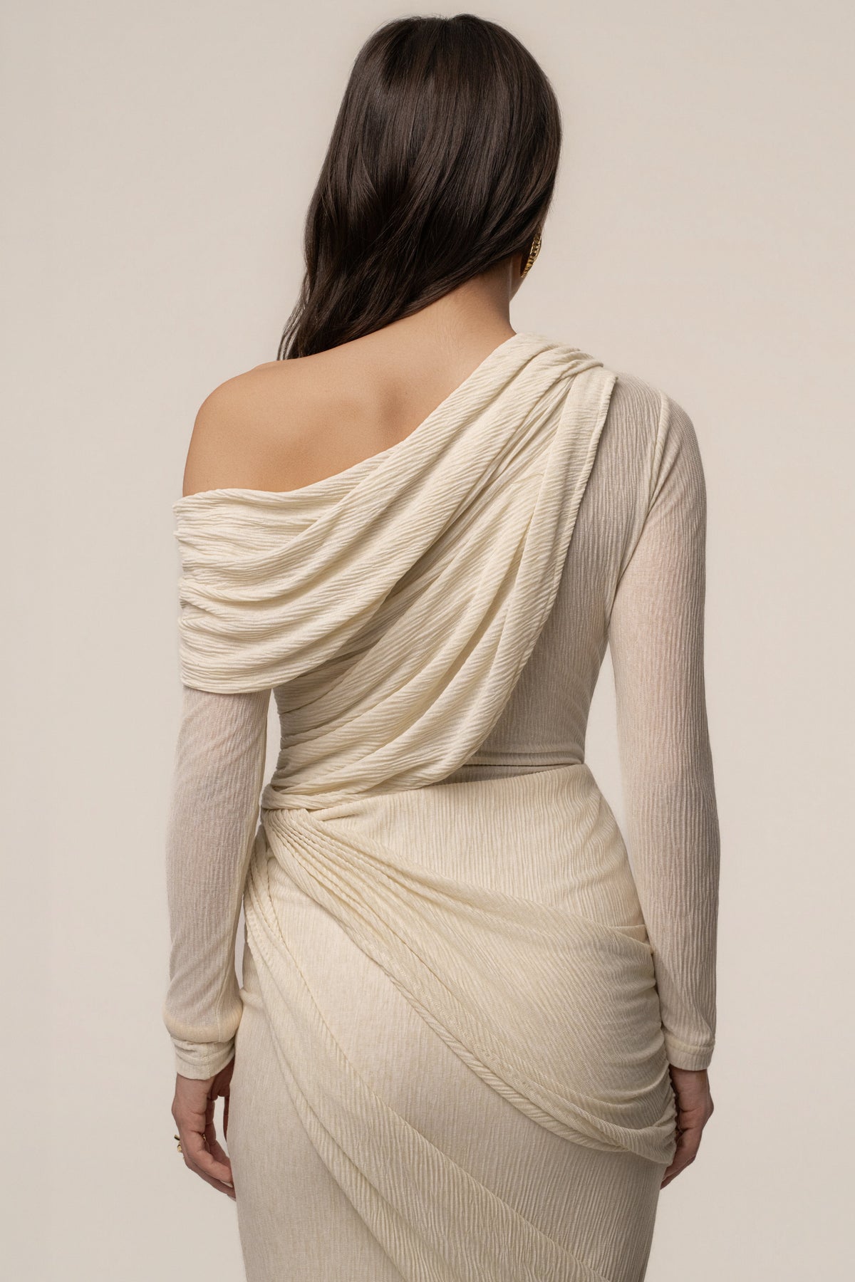 Ivory Textured One Shoulder Bodysuit