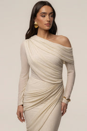 Ivory Textured One Shoulder Bodysuit