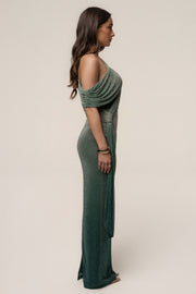 Green Celestina Draped Maxi Dress