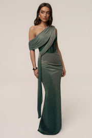 Green Celestina Draped Maxi Dress