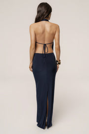 Navy Dawn Draped Maxi Dress