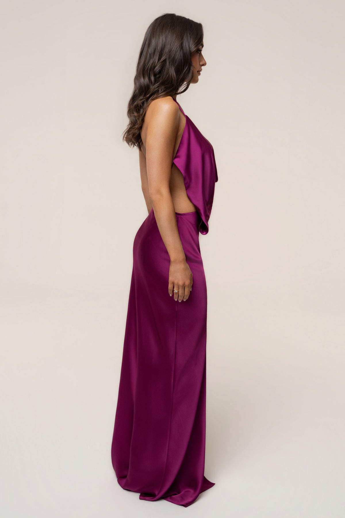 Fuchsia Delmara Cowl Maxi Dress