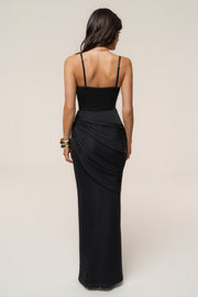 Black Opulent Metallic Maxi Skirt