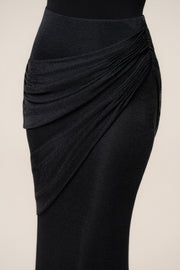 Black Opulent Metallic Maxi Skirt