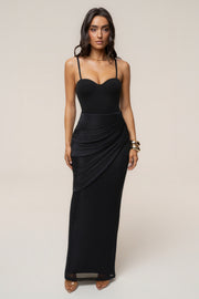 Black Opulent Metallic Maxi Skirt