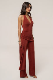 Terra cotta Rustic Charm Halter Jumpsuit