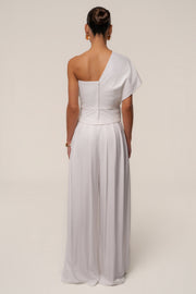 Ivory Clara Wide Leg Pleated Trousers