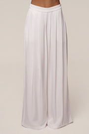 Ivory Clara Wide Leg Pleated Trousers