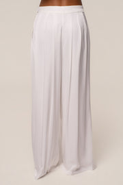 Ivory Clara Wide Leg Pleated Trousers