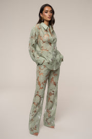 Sage Organza Floral Pant