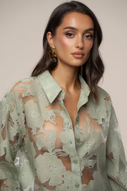 Sage Organza Floral Blouse