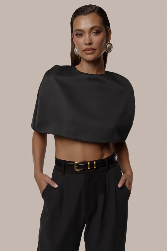 Black Main Event Crop Top