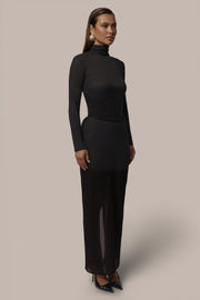 Black Hourglass Suede Maxi Dress
