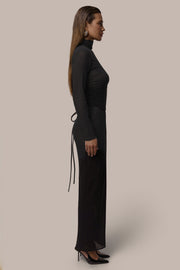 Black Hourglass Suede Maxi Dress