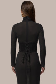 Black Hourglass Suede Maxi Dress