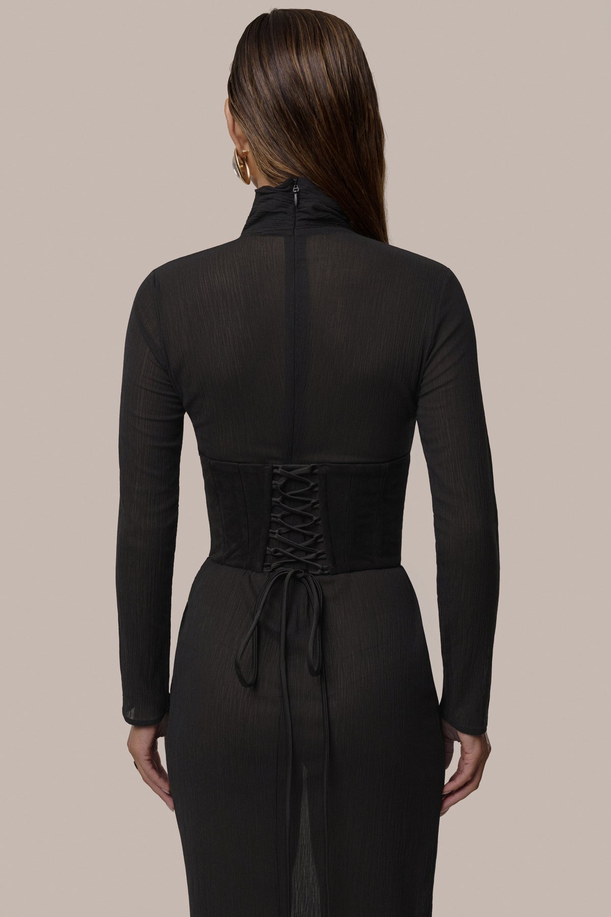 Black Hourglass Suede Maxi Dress