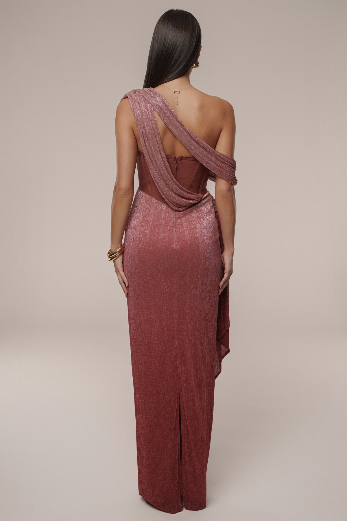 Red Celestina Draped Maxi Dress