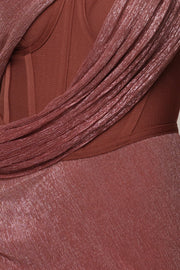Red Celestina Draped Maxi Dress