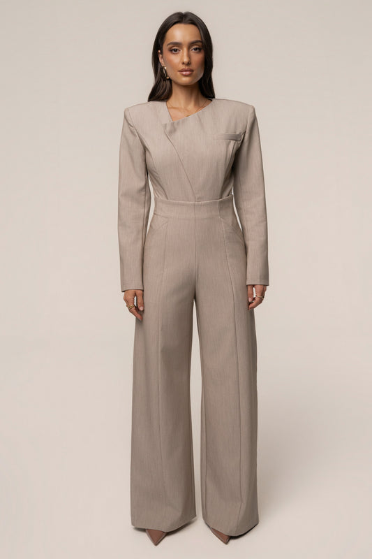 Heather Beige Power Move High Waist Trouser