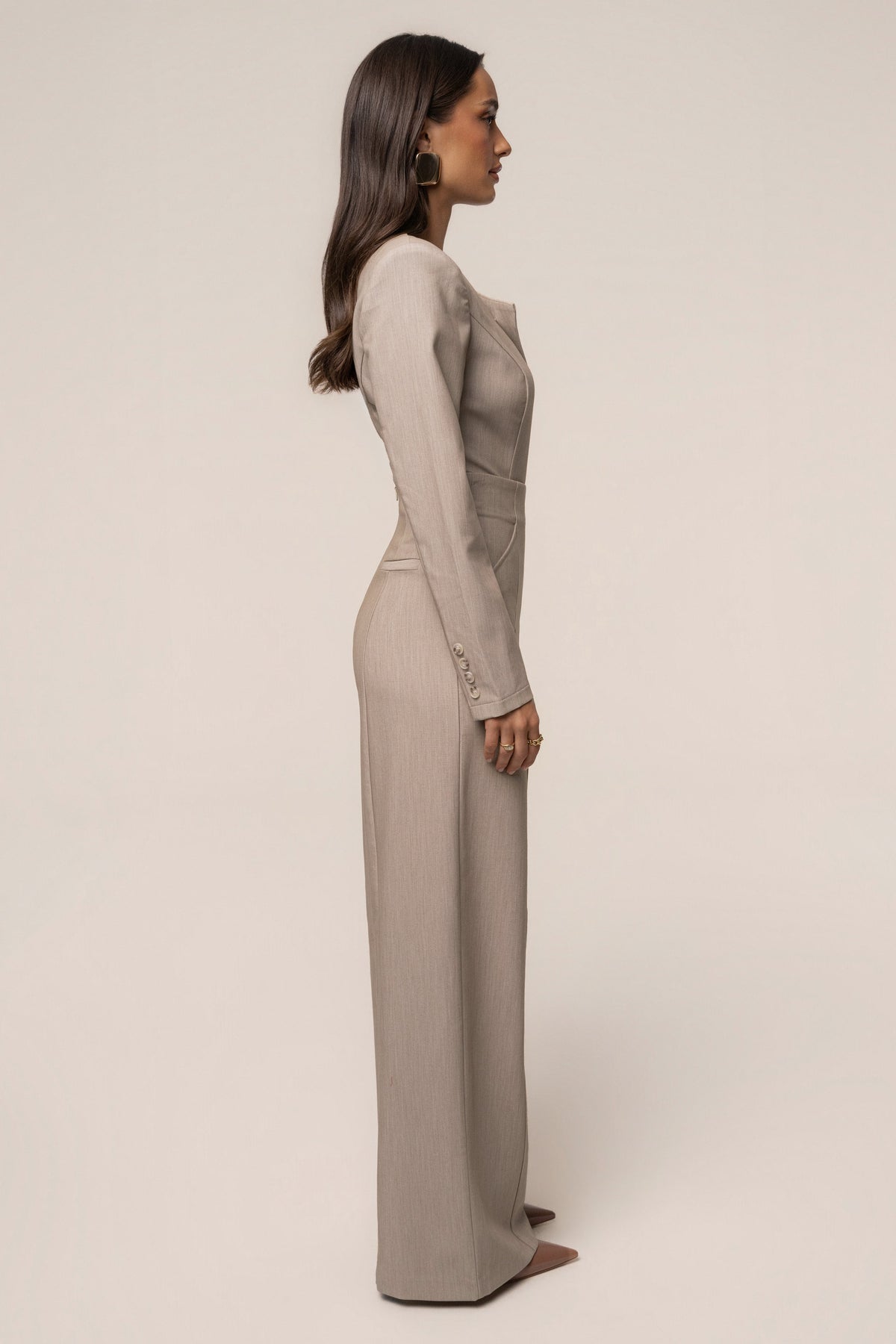 Heather Beige Power Move High Waist Trouser