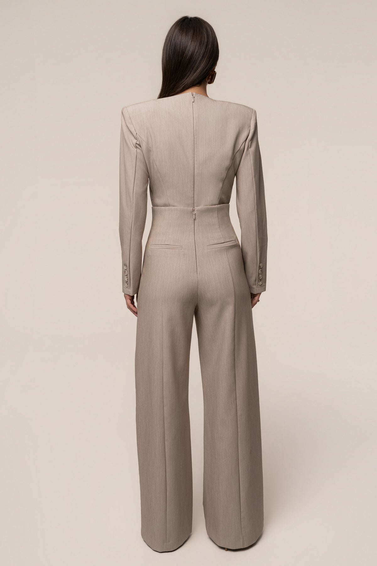 Heather Beige Power Move High Waist Trouser