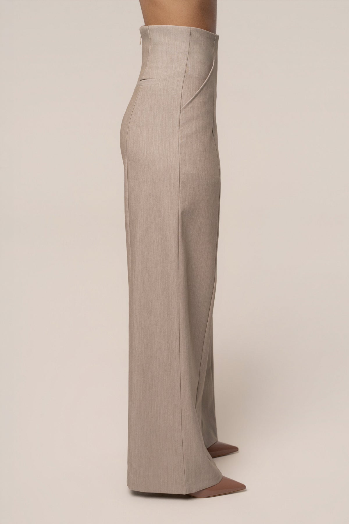 Heather Beige Power Move High Waist Trouser