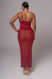 Red Alari One Shoulder Maxi Dress
