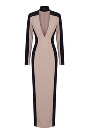 Stone/Black Opening Night Contrast Maxi Dress