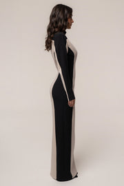Stone/Black Opening Night Contrast Maxi Dress