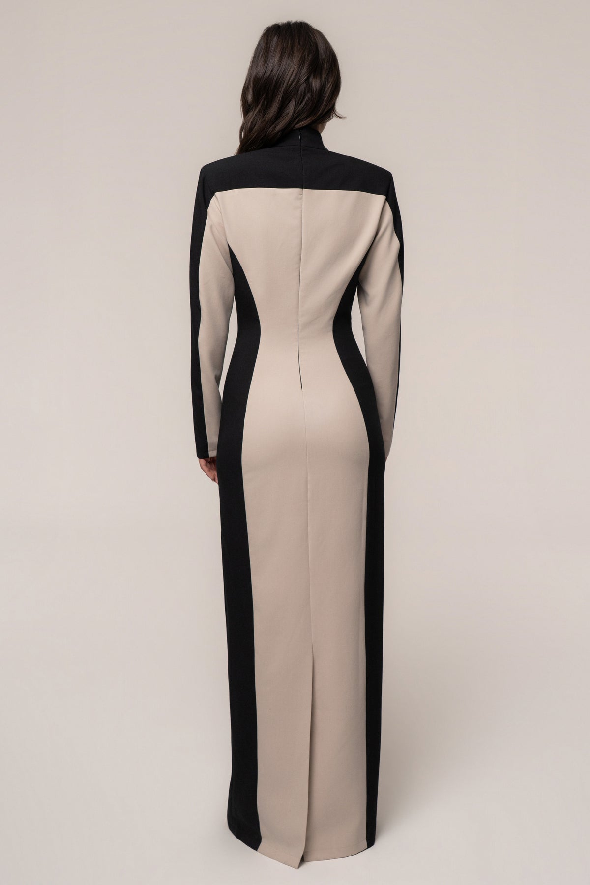 Stone/Black Opening Night Contrast Maxi Dress