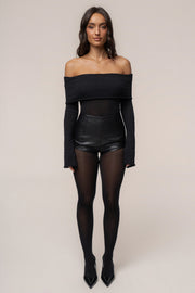 Black Front Row PU Leather Short