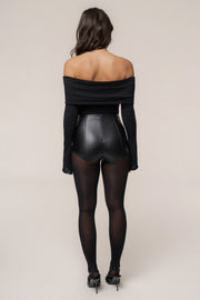 Black Front Row PU Leather Short