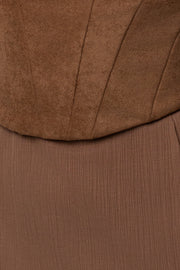 Pecan Hourglass Suede Maxi Dress